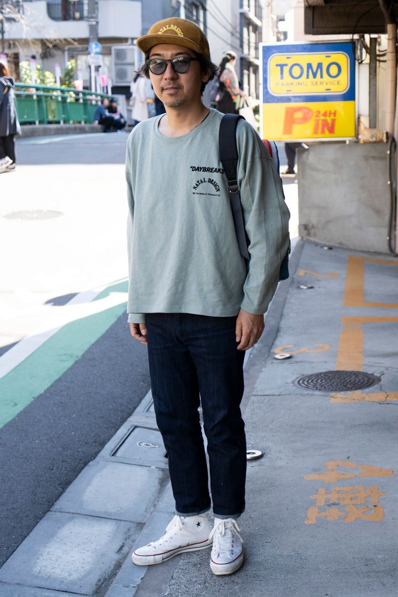 バッグで主張。着こなしはジャストサイズで 藤原 祐