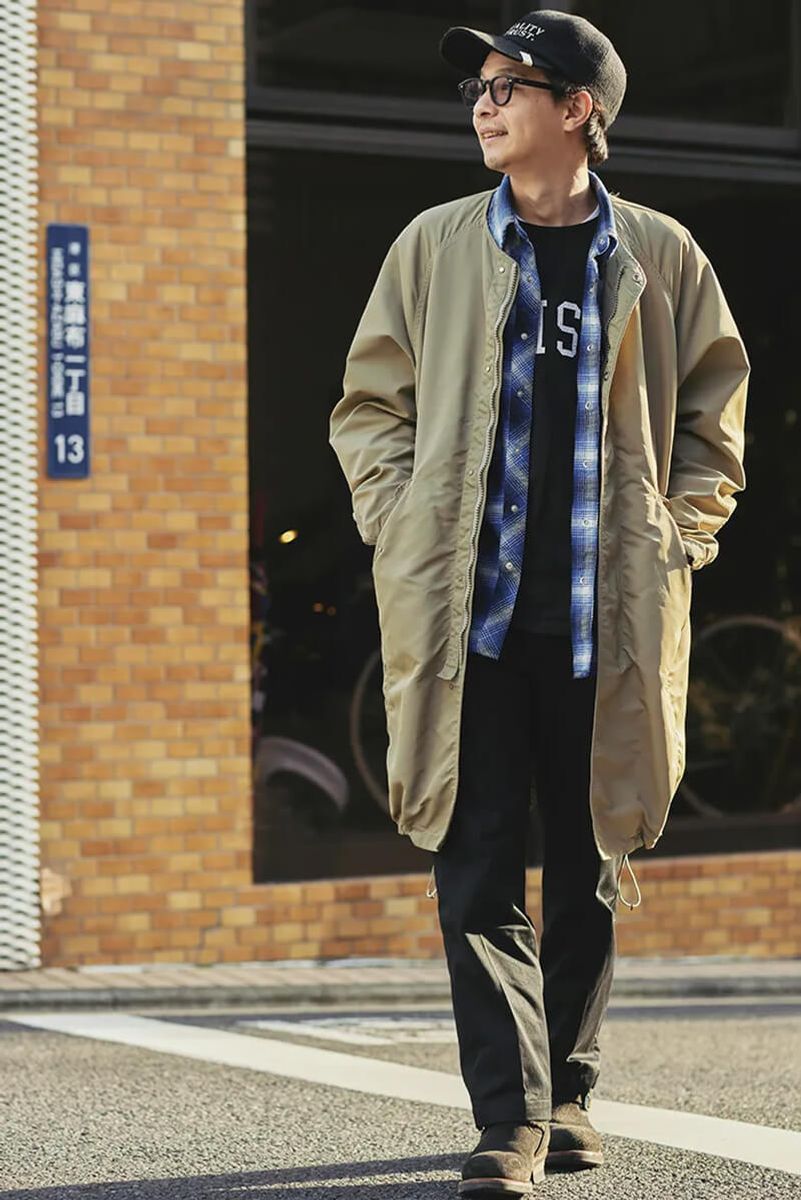 コートのサイジングとインナーの覗かせ方でフレッシュに 阿部聖也