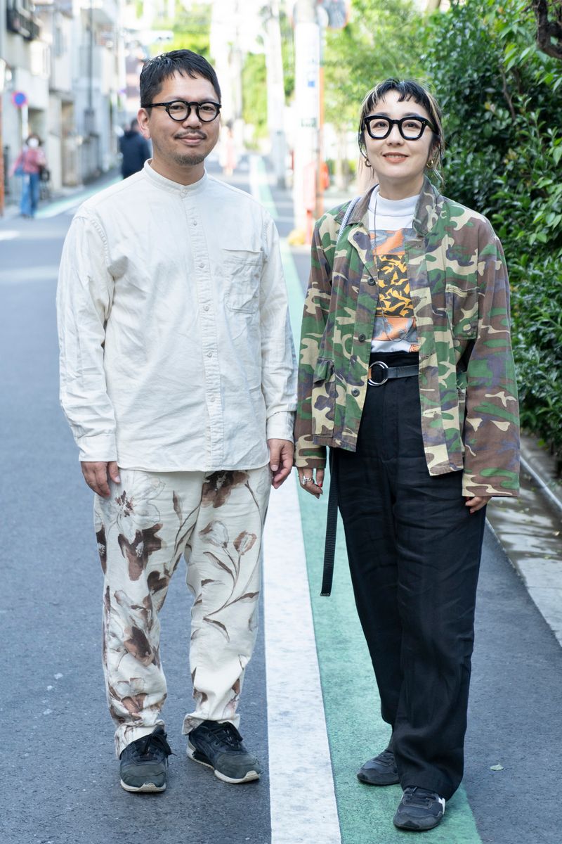 花柄と迷彩。夫婦が揃うと二倍の華やぎ 飯野恵海