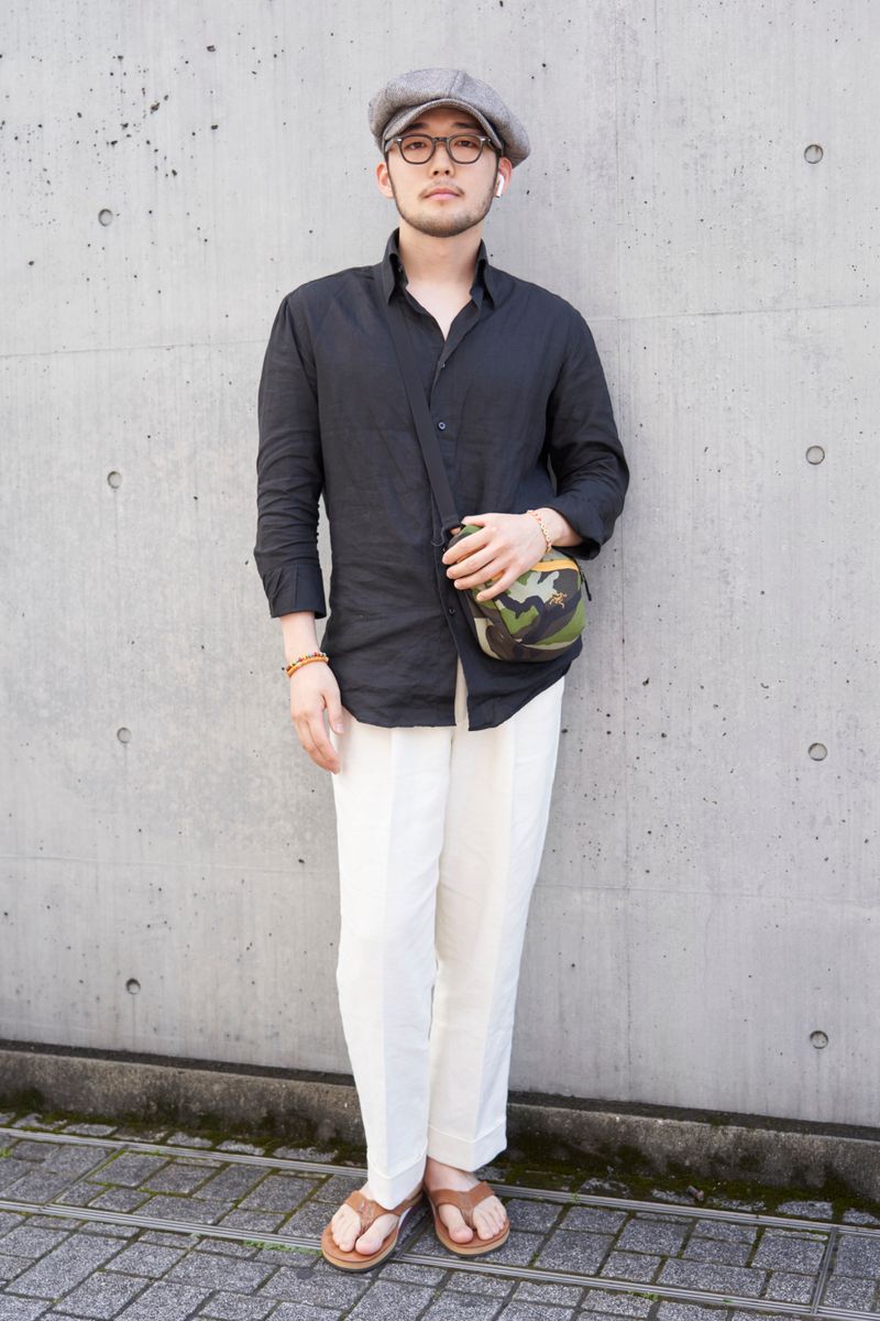 夏の涼しいパンツ。シアサッカー素材が上品 チャンヨンジュン