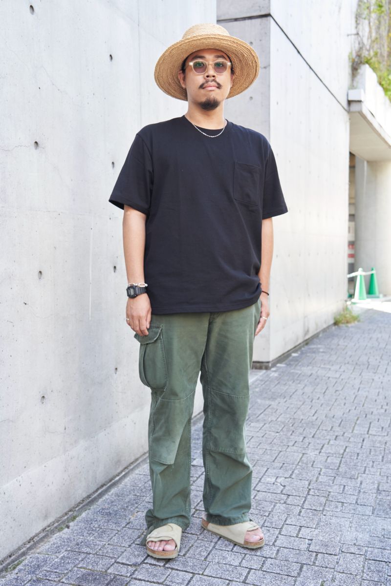 カンカン帽をカーゴパンツとペアリング 永野航暉