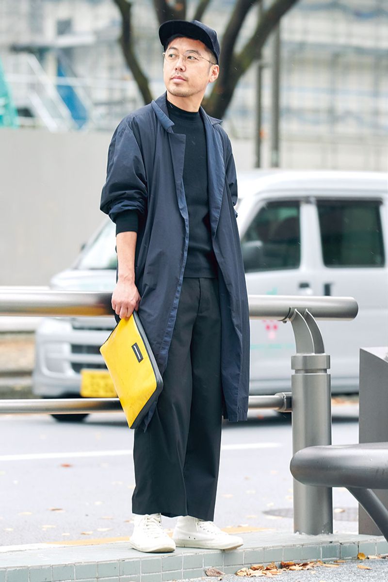 小物で差し色のテク。シルエットの美しさも見習いたい！ 天間悠介