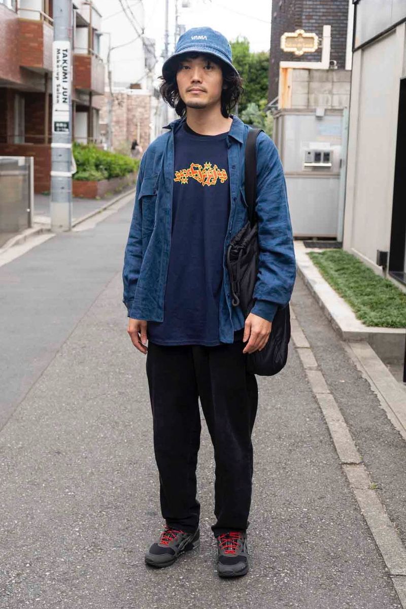 ネイビー中心に色をまとめた古着MIX 宮田和弥