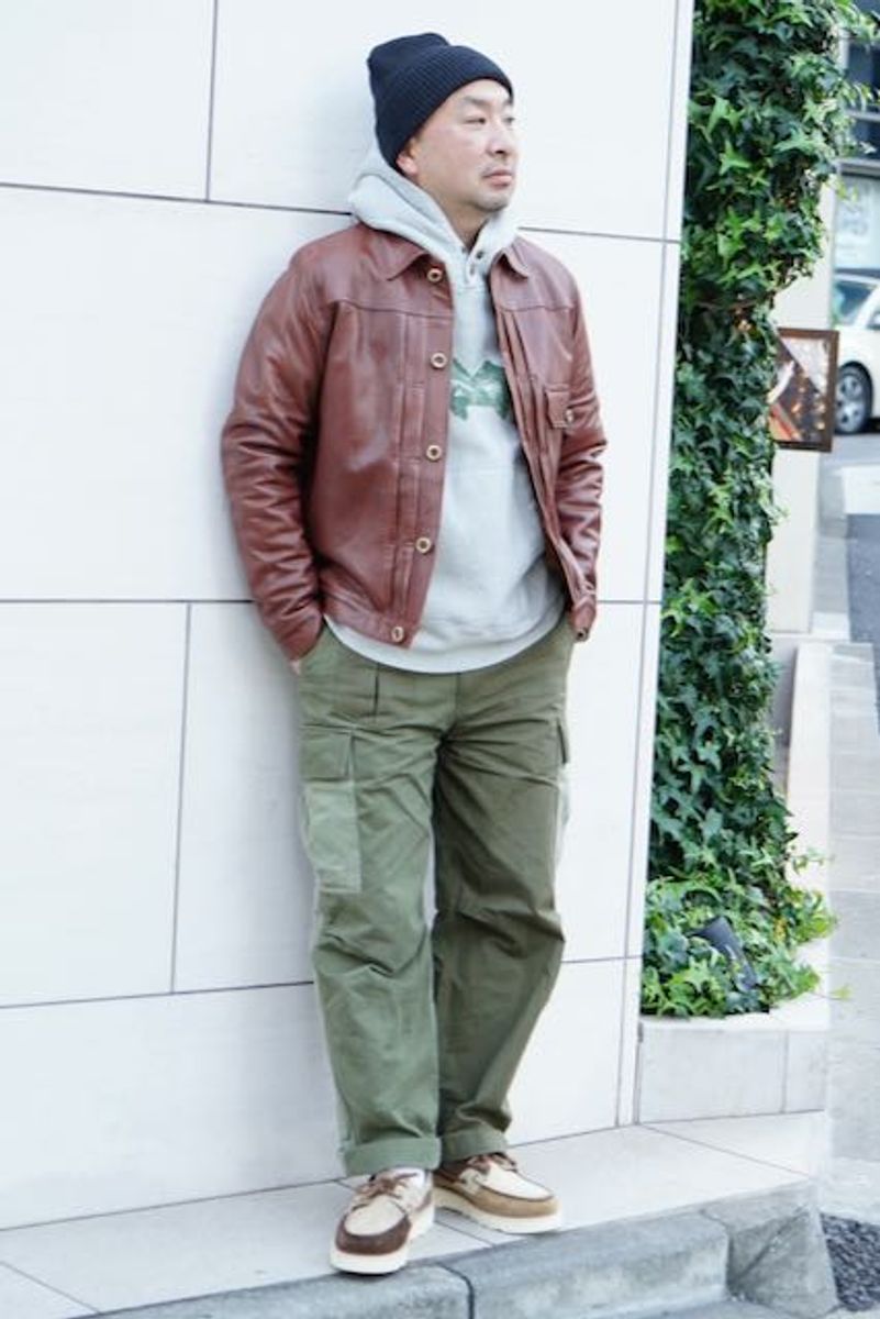 1stモデルを模ったディアスキン製のレザーJK 大場 岳