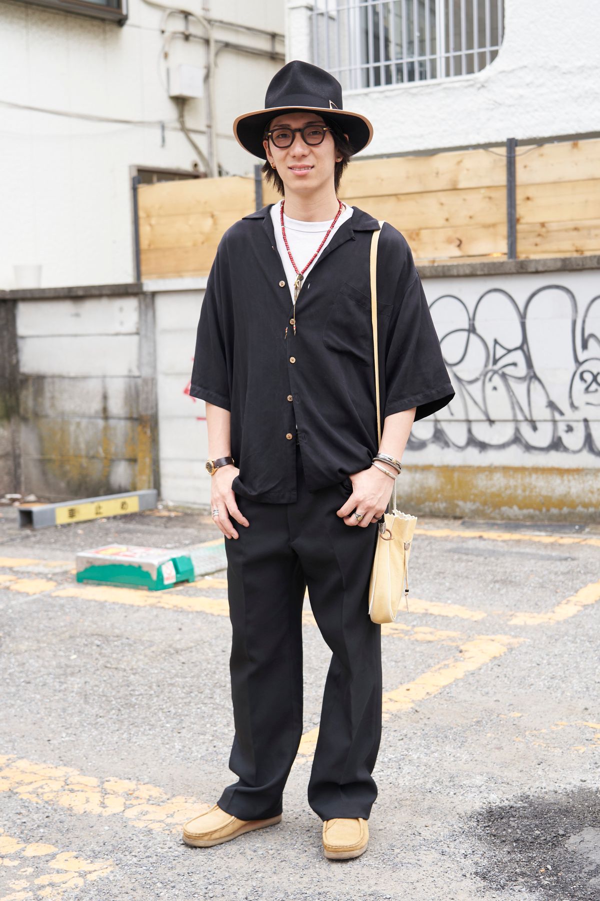 シャツ 古着  Tシャツ ユニクロ  パンツ 古着  シューズ クラークス  帽子 クローテッドハッターズ  眼鏡 ジュリアスタートオプティカル  バッグ ゴローズ  腕時計 ロレックス  ネックレス ゴローズ  ベルト ゴローズ  リング ゴローズ