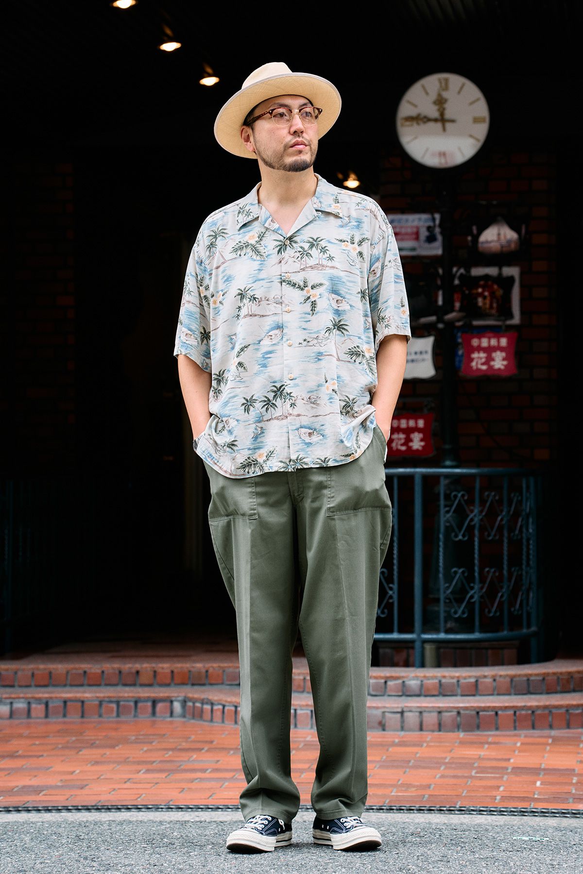 シャツ エルエルビーン  パンツ ユーズド  スニーカー コンバース  アイウェア/腕時計 ハミルトン