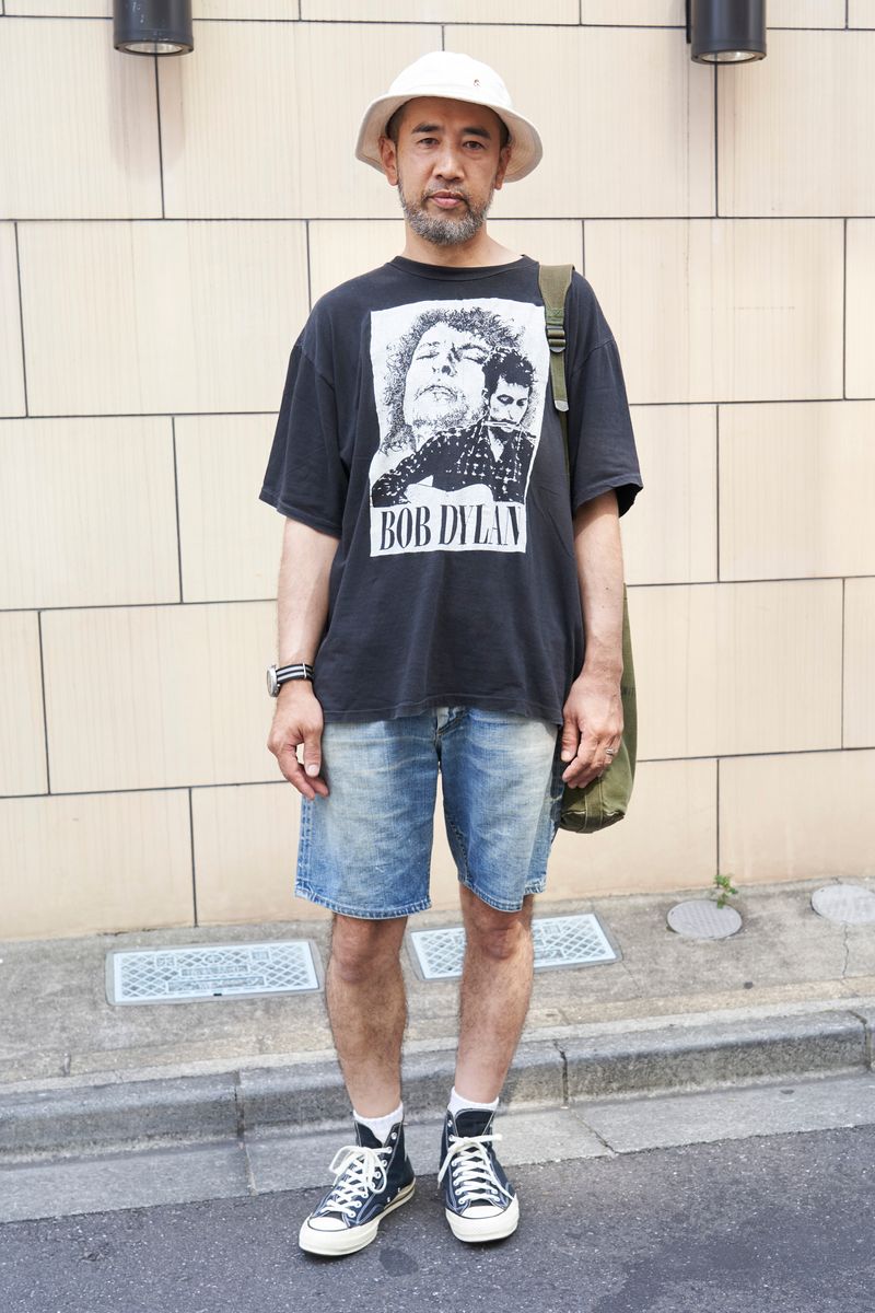 古着リサーチ出張。バンドTで都会らしく 穴見