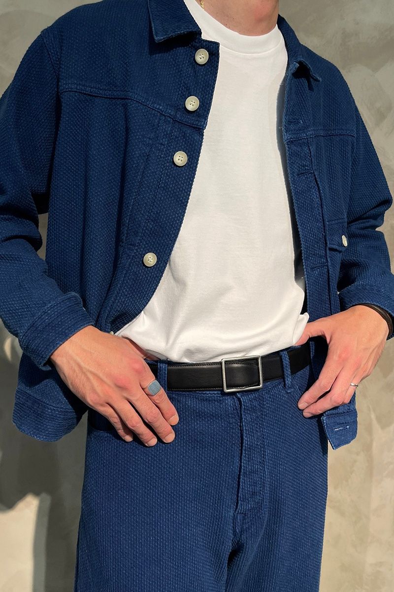 刺し子のセットアップをシルエットと小物使いで現代的に 皆方克明 5枚目の写真