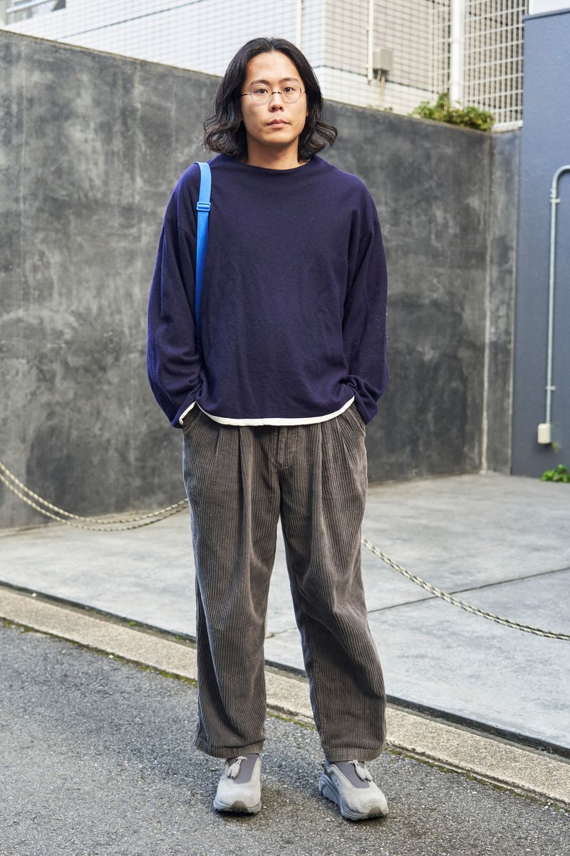 ニット＆コーデュロイで秋の素材感を堪能 向後蓮太郎