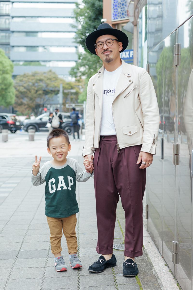 ライダーズジャケット チンクワンタ  Tシャツ 不明  パンツ ザノースフェイス パープルレーベル  シューズ グッチ  帽子 ボルサリーノ  眼鏡 金子眼鏡  腕時計 パネライ  リング クロムハーツ