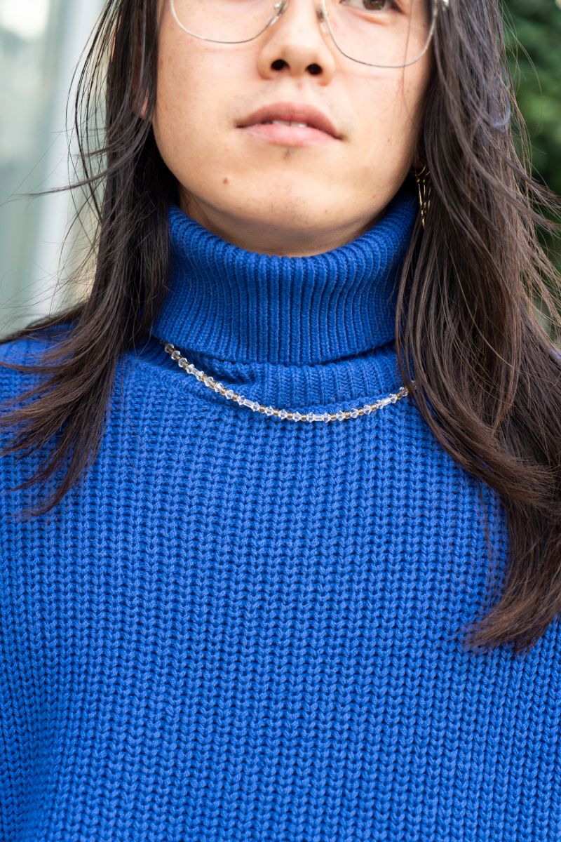 青×ピンク！大胆ワイドのモード系ニット術 s.k 4枚目の写真