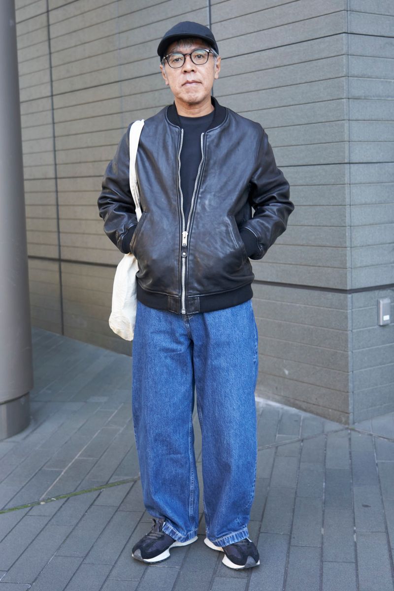 レザーアウターはデニムと合わせて潔く K.S