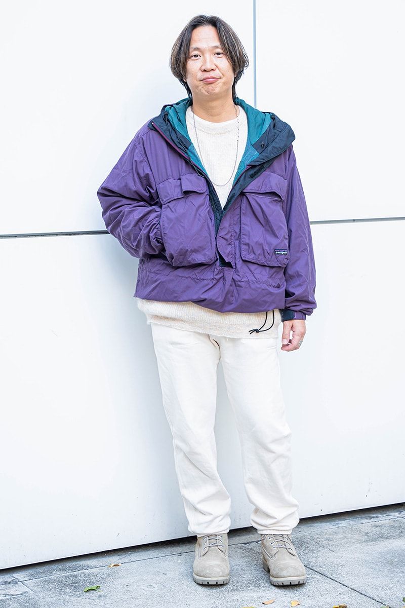 ジャケット＝パタゴニア　ブーツ＝ティンバーランド×ノンネイティブ　アクセサリー＝エルメス