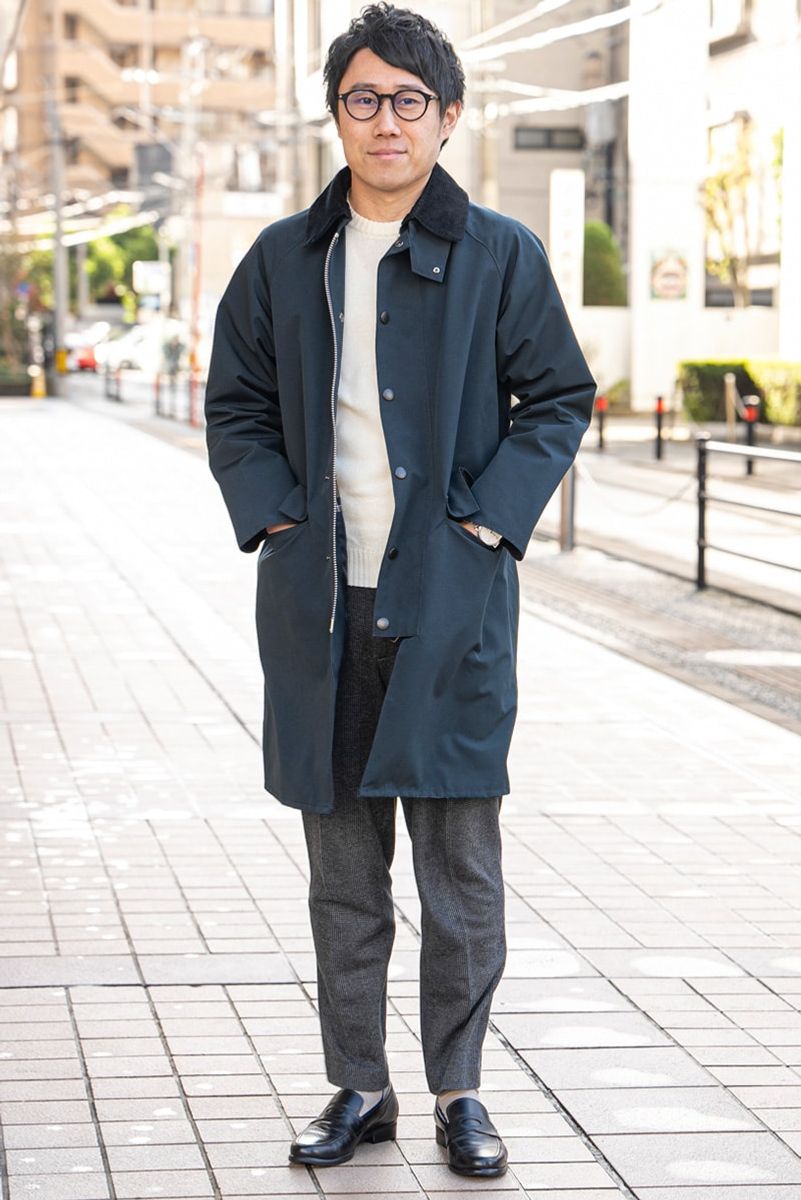 バブアーのコートコーディネート | 241215-1502-43 山﨑裕介