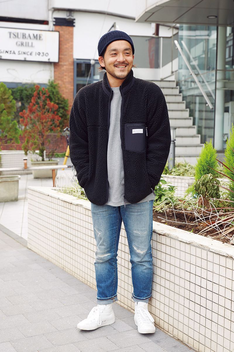 ボリューミーなフリースをロールアップで軽やかな印象に 坂井俊介