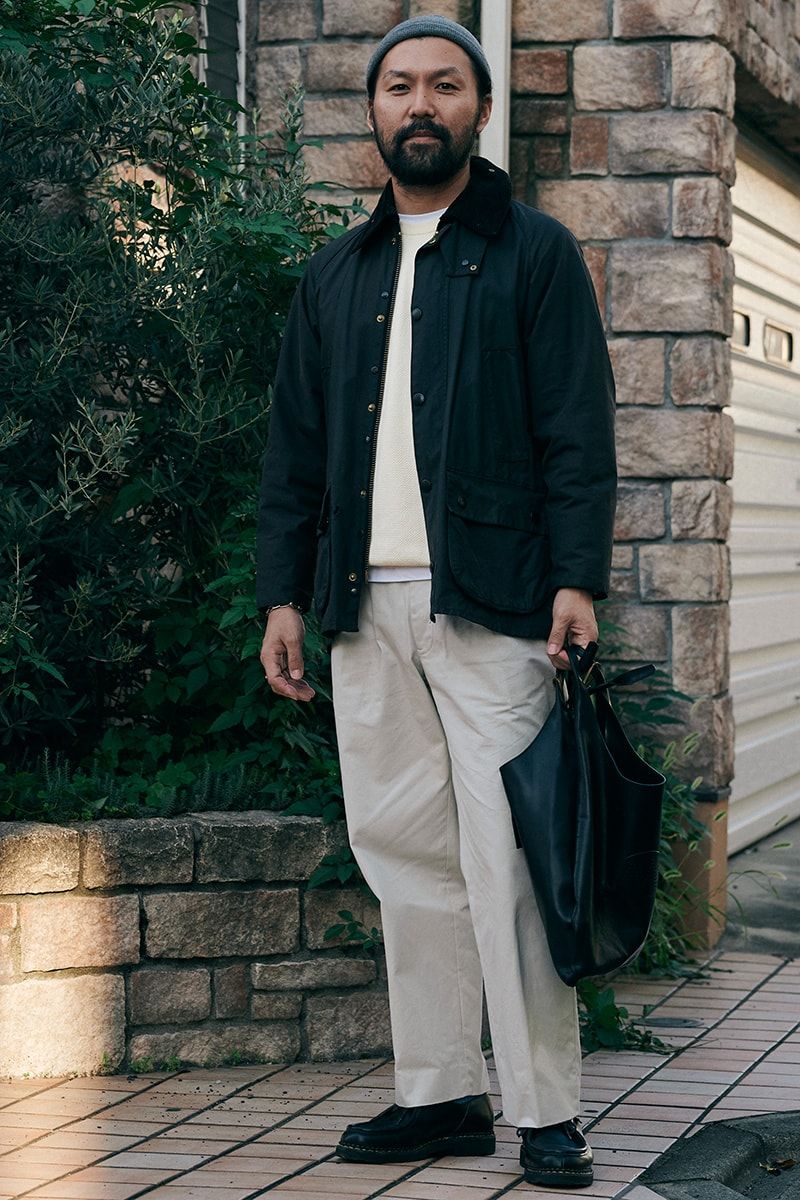 ジャケット＝バブアー　パンツ＝LE　ニット帽＝コス