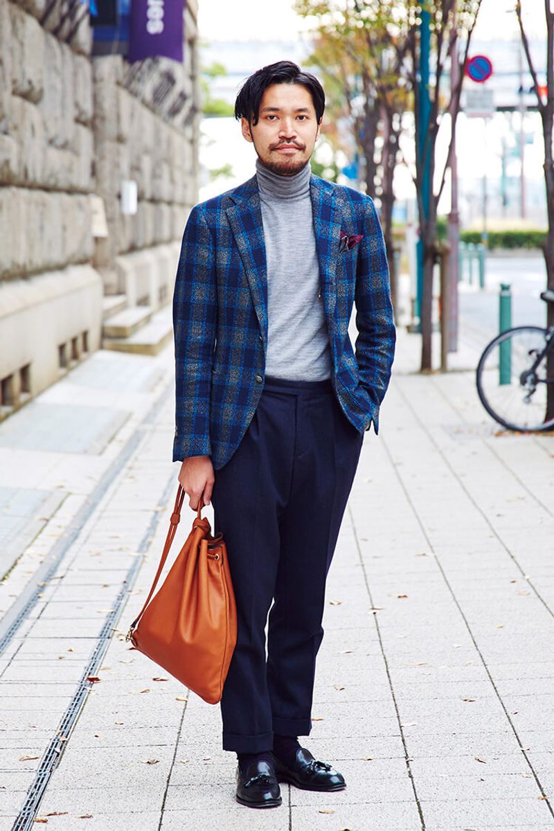 街に映えるオーダーメイドの格子柄ジャケット 黒澤拓也