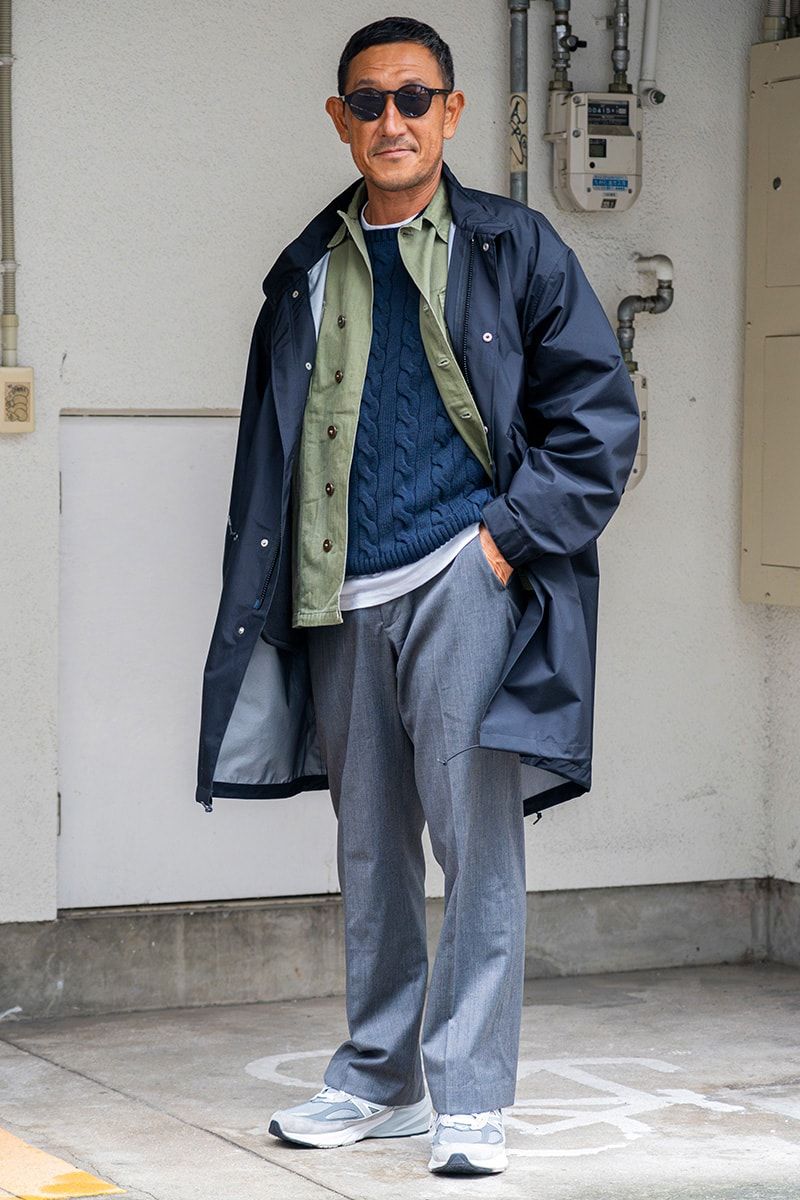 パウダーホーン・マウンテニアリングのコートコーディネート | 250120-1442-11 松尾茂樹