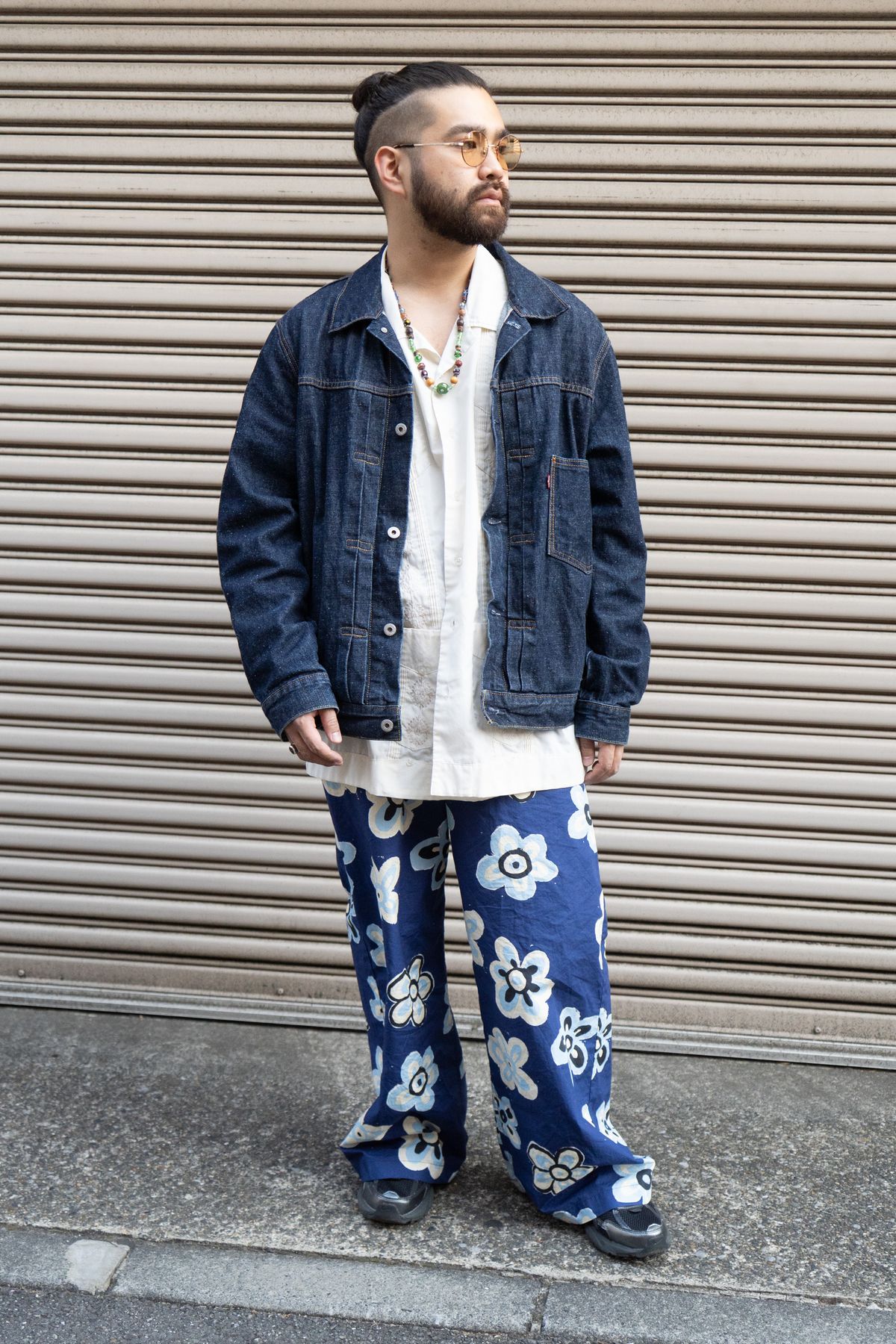 Gジャン リー  シャツ 古着  パンツ ユニクロ×マルニ  シューズ ナイキ  眼鏡 ゾフ  ネックレス ヴィンテージ  リング 不明