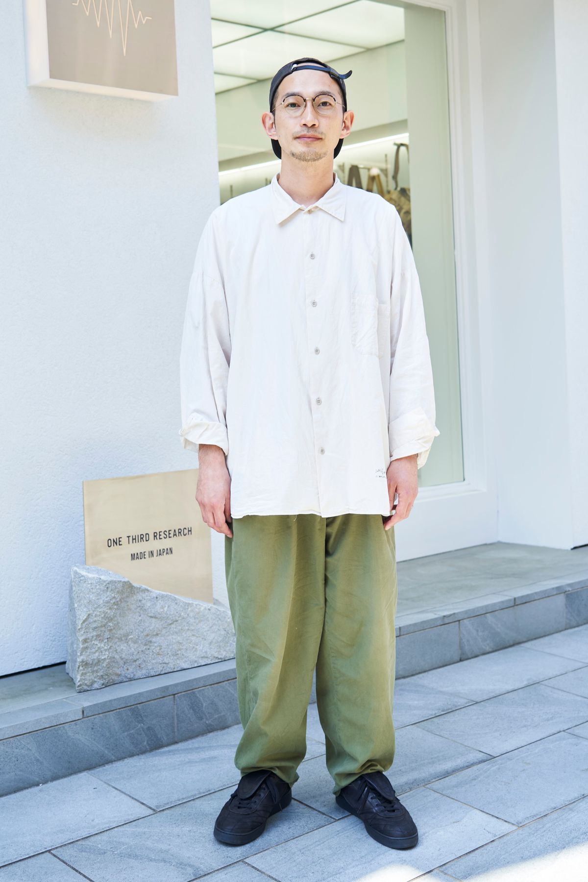 シャツ アーミーツイル  パンツ 古着  シューズ ワンサードリサーチ  帽子 古着  眼鏡 アイヴァン  腕時計 カシオ