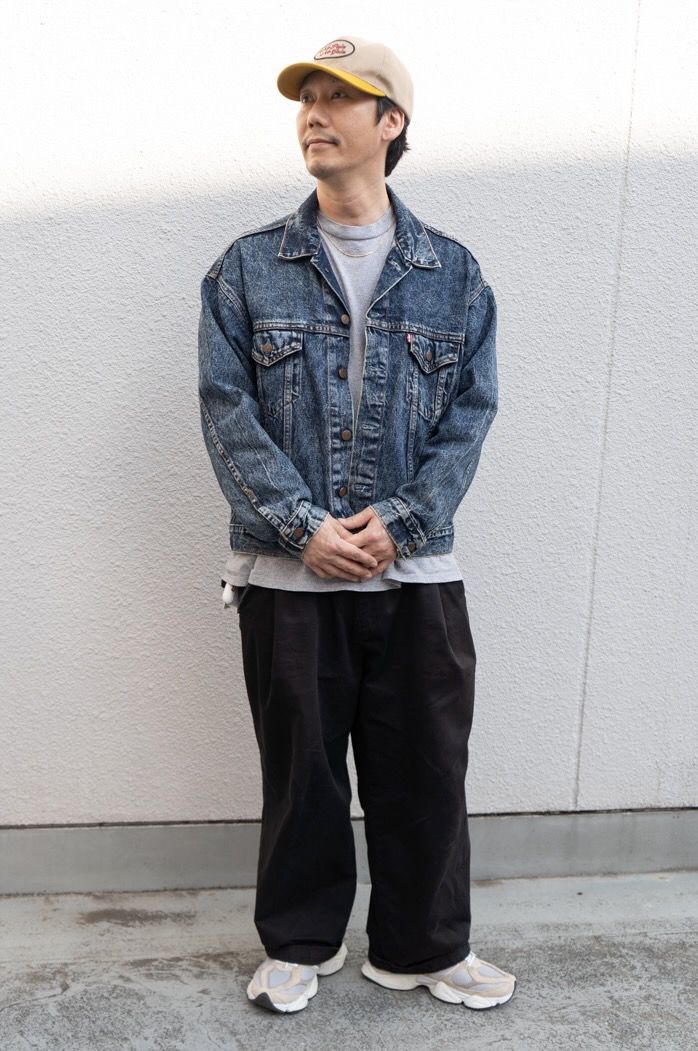 Gジャン リーバイス  Tシャツ ゴート  パンツ スティーブンアラン  シューズ ニューバランス  帽子 ミスターファットマン  ネックレス ノーブランド