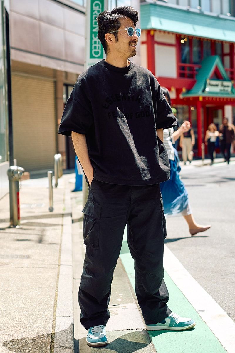 フィアオブゴッドエッセンシャルズのTシャツコーディネート | 250714-1500-52 小原拓也