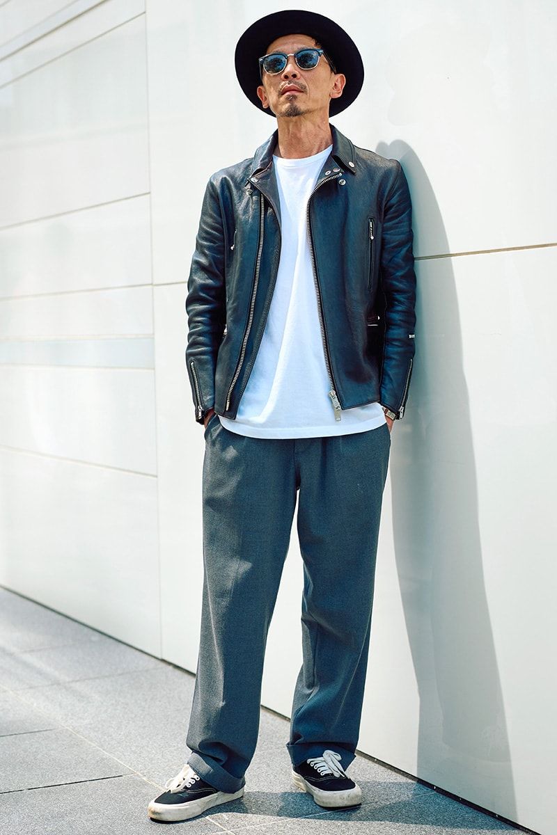 Tシャツ ユニクロ  パンツ ユニクロ  帽子 ユニクロ  ライダーズジャケット 666  スニーカー ヴァンズ  サングラス 不明