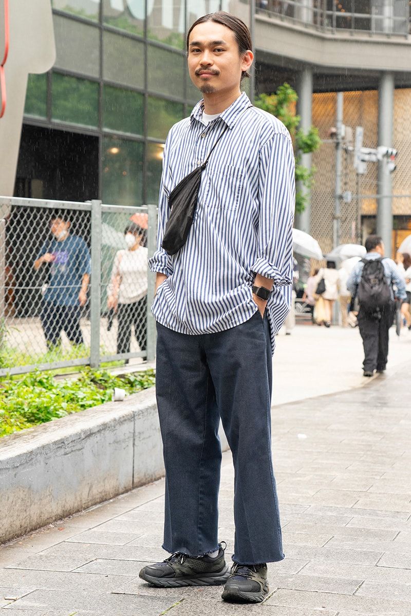 シャツ ユニクロ  Tシャツ プロクラブ  デニム リーバイス  スニーカー ホカ  腕時計 アップル  バッグ 不明