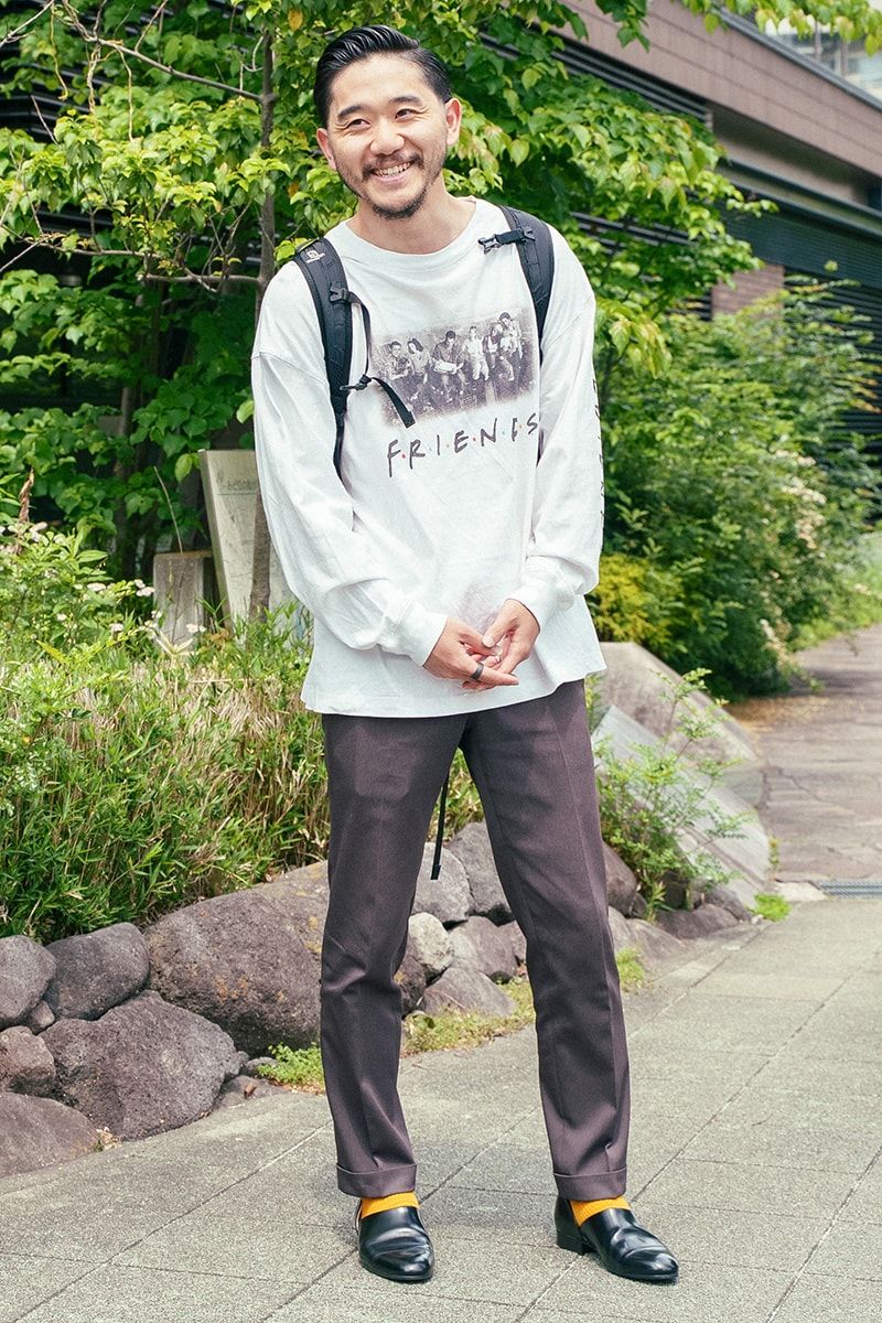 カットソー=フリークスストア パンツ=ファブリックトウキョウ 靴=ハルタ バッグ=サロモン